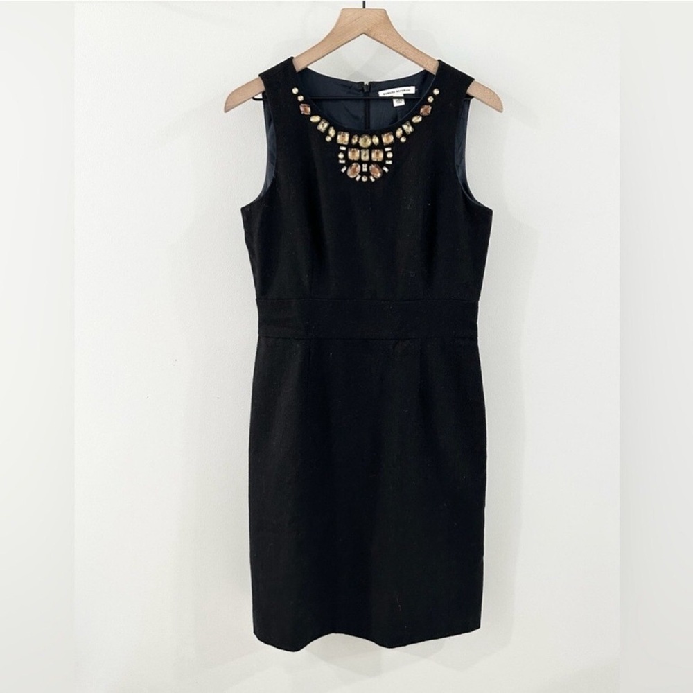 BANANA REPUBLIC Women's Jeweled Neckline Wool Sheath Dress